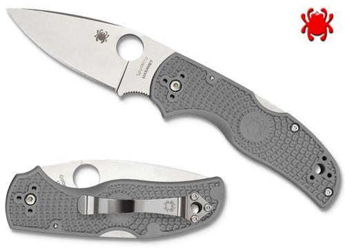 SPYDERCO NATIVE 5 LIGHTWEIGHT MODEL C41PGY5. 2.95" PLAIN EDGE MAXAMET BLADE. GREY FRN HANDLE. CUTLERY SHOPPE