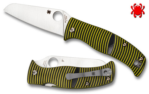 Spyderco C217GPSF Caribbean Salt - 3.7" Plain Edge Sheepsfoot Shaped Rustproof LC200N Blade - Layered Black/Green G-10 Handle - CUTLERY SHOPPE