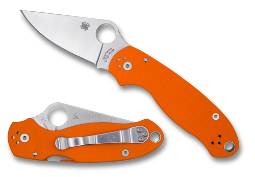 SPYDERCO C223GPOR PARA 3. 2.95" SATIN FINISH CTS-XHP BLADE. COMPRESSION LOCK. ORANGE G-10 HANDLE. CUTLERY SHOPPE EXCLUSIVE