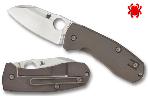 SPYDERCO C158TIP2 SLYSZ TECHNO 2. PLAIN EDGE 2.55" CTS-XHP BLADE. TITANIUM FRAME LOCK HANDLE. CUTLERY SHOPPE