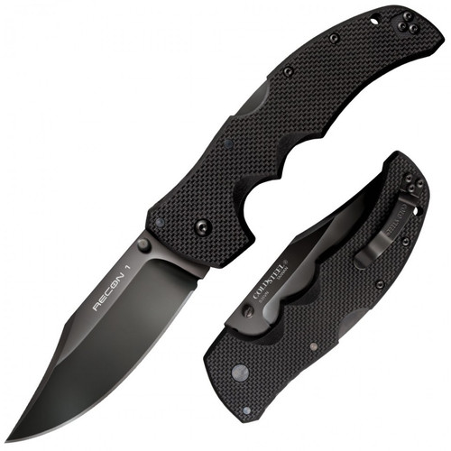 Cold Steel 27BC Recon 1 Folder - 4.0" Plain Edge Clip Point CPM-S35VN Blade - Black G-10 Handle