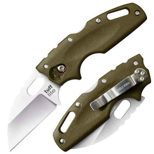 COLD STEEL 20LTG TUFF LITE FOLDER. 2.5" PLAIN EDGE AUS-8A BLADE. TRI-AD LOCK. OD GREEN GRIV-EX™ HANDLE. CUTLERY SHOPPE