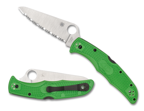 Spyderco C91FSGR2 Pacific Salt 2 - 3.78" Serrated Edge LC200N Blade - Bright Green FRN Handle
