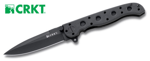CRKT M16-01KZ Carson Flipper Design Spear Point - 3" Black EDP Plain Edge Blade - Black Glass Filled Nylon Handle - CUTLERY SHOPPE 