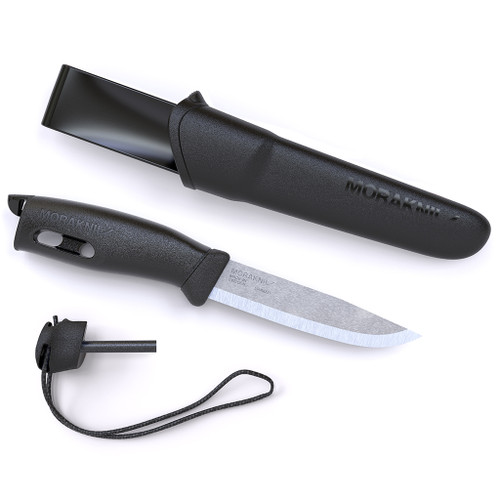 Morakniv Mora of Sweden Black Companion Knife 4 Stainless Steel Blade,  Rubber Handle, Polymer Sheath - KnifeCenter - M-12141