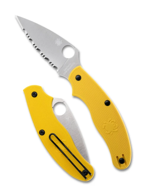 Spyderco C94SYL UK PenKnife Slipit - 2.93"  Serrated Edge Leaf Shape CPM-MagnaCut Blade - Yellow FRN Handle