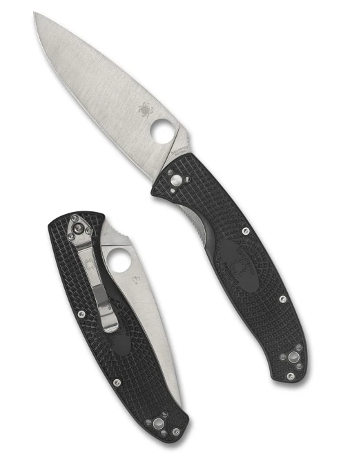 Spyderco C142PBK Resilience Lightweight - 4.2" Satin Finish Plain Edge 8Cr13MoV Blade - Black FRN Handle