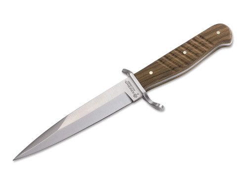 Boker Solingen P08 Damascus Fish Scale Rosewood Boot Dagger Fixed Blade  Knife For Sale