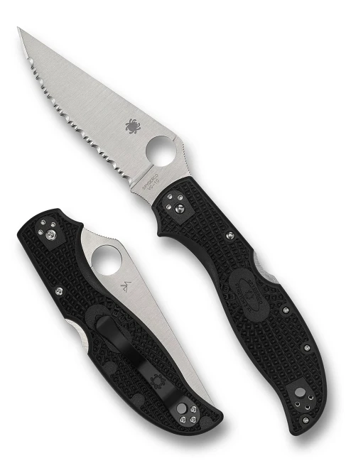 Spyderco C258SBK Stretch 2 XL Lightweight - 3.92" Serrated Edge VG-10 Blade - Black FRN Handle