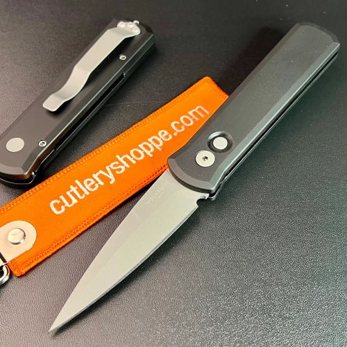 PRO-TECH 720 GODSON AUTOMATIC. 3.15" BLASTED FINISH 154CM BLADE. BLACK ANODIZED ALUMINUM HANDLE. LIMITED EDITION. CUTLERY SHOPPE