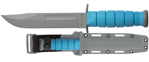 KA-BAR KNIVES USSF SPACE-BAR KNIFE 1313SF - 7.0" GREY POWDER COATED 1095 CARBON STEEL BLADE. BLUE KRATON G® HANDLE. GREY HARD PLASTIC BELT SHEATH. CUTLERY SHOPPE