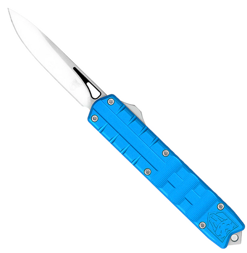CobraTec Knives Small Enforcer Dual-Action OTF Automatic - 2.25" Plain Edge M390 Blade - Blue Anodized 6061-T6 Aluminum Handle SCTEBLUM390DNS