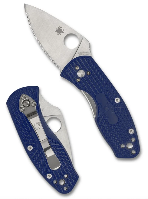 Spyderco C148SBL Ambitious Lightweight - 2.31" Satin Finish Serrated Edge CPM-S35VN Blade - Blue FRN Handle DISCONTINUED ONLY 5 LEFT