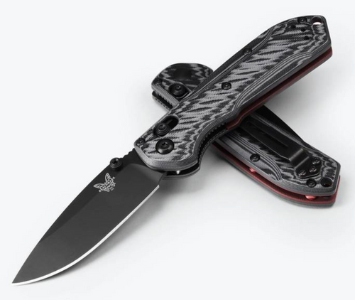Benchmade 565BK-02 Mini Freek AXIS - 3.0" Black Cerakote CPM-M4 Blade - Black, Grey & Red G-10 Handle