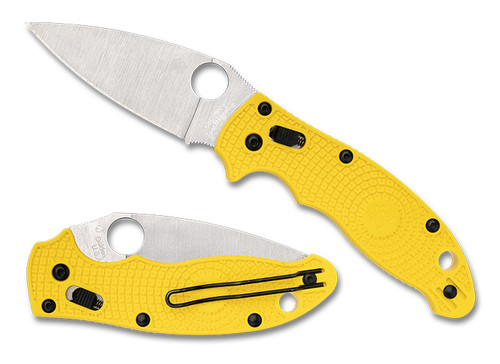 Spyderco C101PYL2 Manix 2 Lightweight SALT - 3.37" CPM-MagnaCut Plain Edge Blade - Yellow FRCP Handle