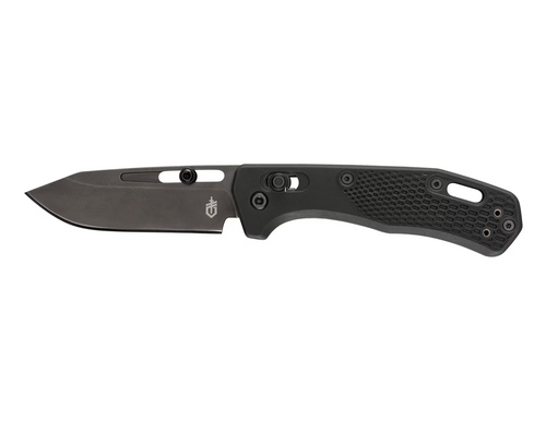 Gerber 30-001919 Assert Pivot Lock Folder - 2.98" Plain Edge Black Oxide Finish CPM-S30V Clip Point Blade - Textured Black FRN Handle w/Deep Carry Pocket Clip