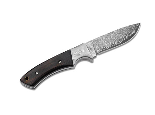 Boker Plus M-One Damast Fixed Knife Ebony Wood, Damascus Blade ‣ Blade  Master