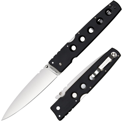 Cold Steel 11G6 Hold Out Folder - 6.0" Plain Edge Spear Point CPM-S35VN Blade - Black G-10 Handle 