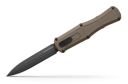 Benchmade 3370GY-1 Claymore OTF AUTOMATIC - 3.89" Plain Edge Cobalt Black Finish CPM-D2 Blade - Ranger Green Grivory Handle