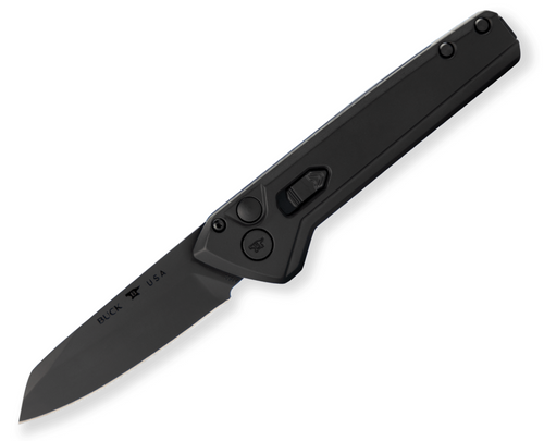 Buck Knives 838 Wharncliffe Deploy AUTOMATIC 0838BKS1 - 3.25" CPM-S35VN Black Cerakote Finish Blade - Black Cerakote Finish Aluminum Handle