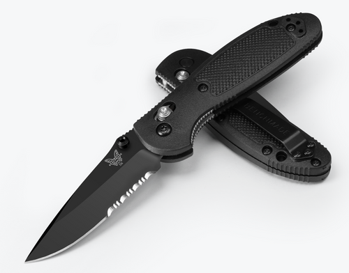 Benchmade 556SBK-S30V AXIS Griptilian - 2.91" Drop Point Black Finish Combo Edge CPM-S30V Blade - Black GFN Handle