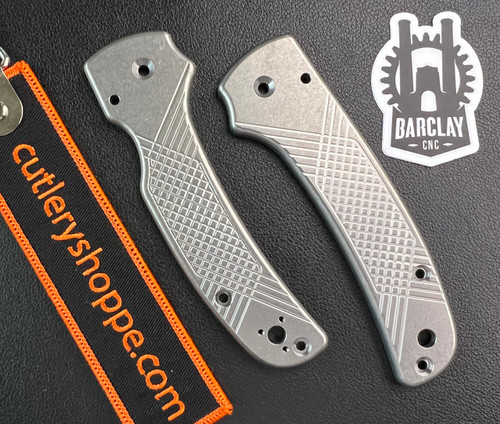 Barclay CNC - Titanium Shaman Skinny Scales - CrossCut Pattern - Stonewash Finish. CUTLERY SHOPPE