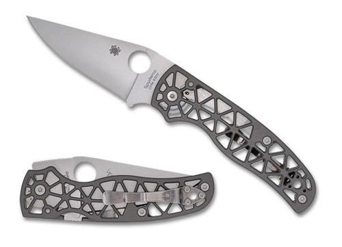 Spyderco C266ALS Edgerati Folder - 3.57" Satin Finish Serrated Edge CPM-S30V Blade - CNC Aluminum Handle - Compression Lock