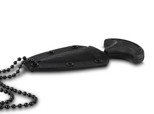Boker H&K FX02 - 2.5" Double Edge Black Finish D2 Blade - Black FRN Handle w/Kydex Sheath & Ball Chain - 06HK001