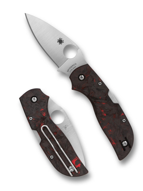 Spyderco C152CFRDP Chaparral - 2.8" CTS-XHP Blade - Red Fat Carbon Handle