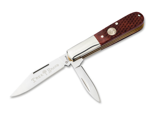 Boker Solingen Treebrand Barlow Slip-Joint Folder - D2 Steel Blades - Nickel Silver Bolsters w/Checkered Brown Bone Scales 110892