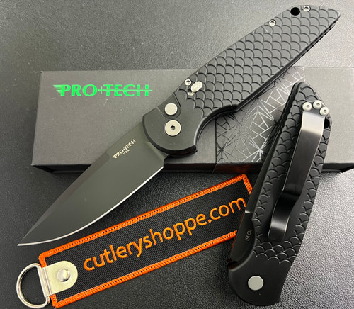 Pro-Tech TR-3 X1-M Tactical Response 3 MILITARY ISSUE AUTOMATIC - 3.5" Black DLC Finish CPM-MagnaCut Blade - Black Anodized Fishscale Pattern Aluminum Handle