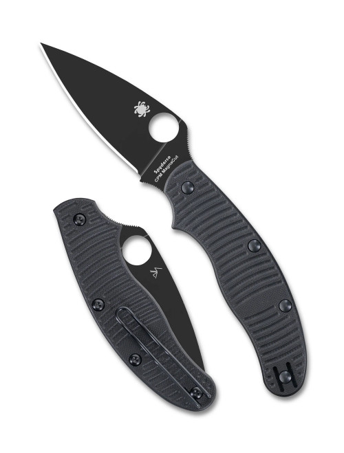 Spyderco C94GMCBKP UK Penknife SALT - 2.95" Plain Edge DLC Finish CPM-MagnaCut Blade - Bi-Directional Textured G-10 Handle