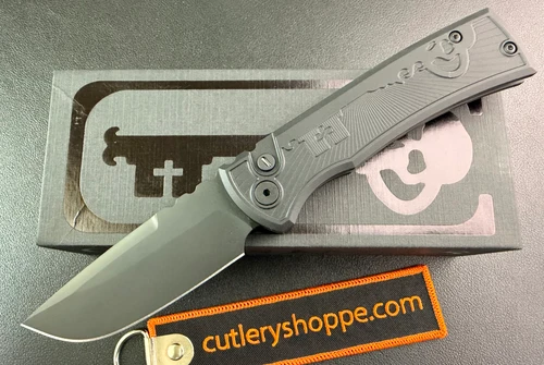 Pro-Tech Chaves OPERATOR Redencion AUTOMATIC - 3.5" DLC Black Finish CPM-S35VN Drop Point Blade - Black "KEY" Textured Anodized Aluminum Handle - RCR2106.KEY.OP
