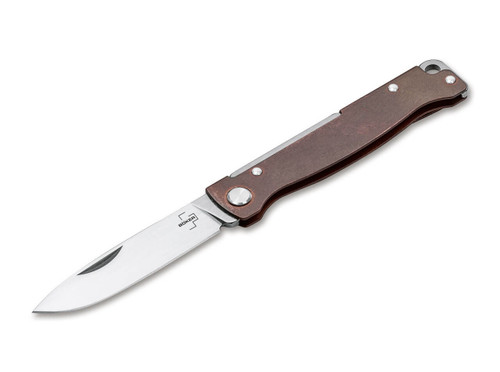 Boker Plus Atlas Copper Slipjoint Folder - 2.76" Sandvik 12C27 Drop Point Blade - Copper Handle - 01BO852
