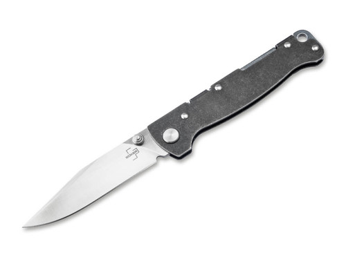 Boker Plus Atlas Clippoint TS Lockback Folder - 2.87" D2 Clip Point Blade - Black Stonewash Finish Stainless Steel Handle - 01BP0065