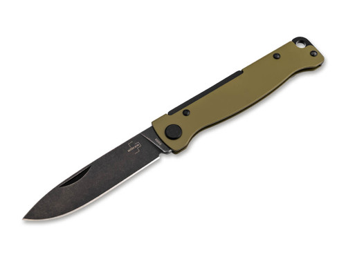 Boker Plus Atlas OD Green Slipjoint Folder - 2.87" Sandvik 12C27 Drop Point Blade - OD Green Finish Stainless Steel Handle - 01BP0063