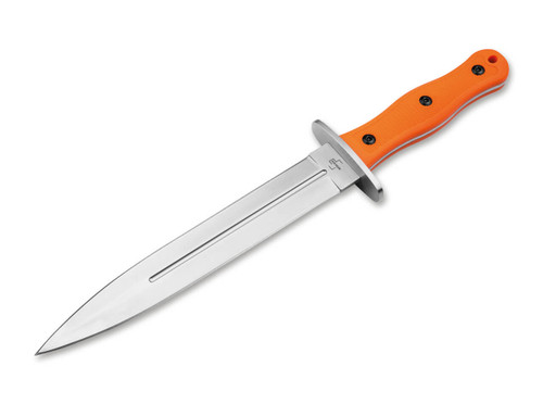 Boker Plus HL Boar Dagger - 9.02" 440C Blade - Orange TPR Handle - Black Nylon Sheath - 02BP0020
