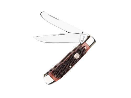 Boker Treebrand Trapper Jigged Brown - D2 Tool Steel Blades - Nickel Silver Bolsters w/Textured Brown Jigged Bone Scales - 110812