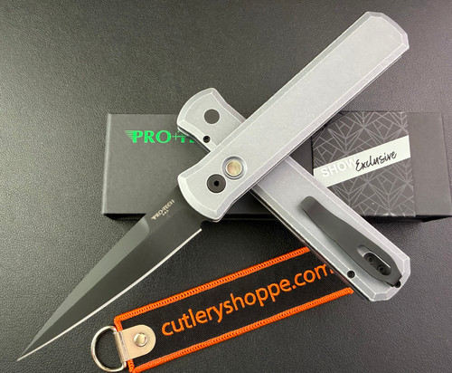 Pro-Tech Godfather AUTOMATIC - 4.0" DLC Finish 154CM Blade - Battleworn Grey 6061-T6 Aluminum Handle - BSA26.GODFATHER.1 - #37 of 125