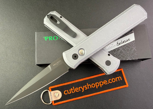 Pro-Tech Godfather AUTOMATIC - 4.0" DLC Finish 154CM Blade - Battleworn Grey 6061-T6 Aluminum Handle - BSA26.GODFATHER.1 - #36 of 125