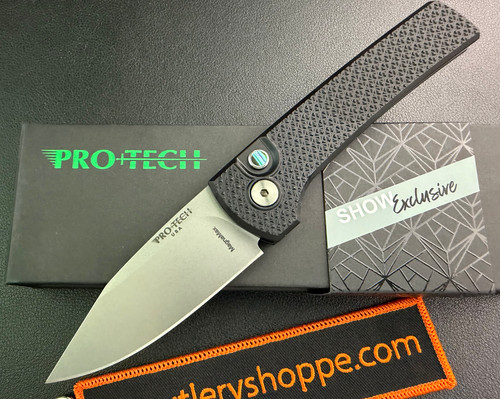 Pro-Tech Scapegoat AUTOMATIC - 3.0" Stonewash MagnaMax Blade - Black Carbide Textured 6061-T6 Aluminum Handle - RAMON CHAVEZ DESIGN - BLADE SHOW ATLANTA #31 of 120