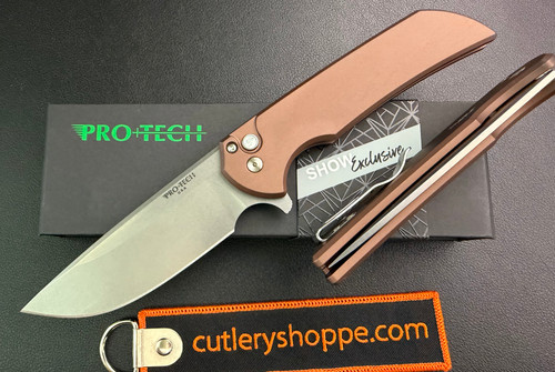 Pro-Tech Mordax Flipper - 3.75" Stonewash CPM-MagnaCut Drop Point Blade - Brown Anodized Aluminum Handle - 2026 BLADE SHOW ATLANTA - #17 of 100