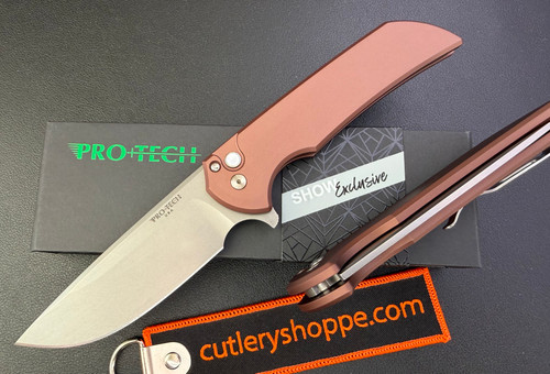 Pro-Tech Mordax Flipper - 3.75" Stonewash CPM-MagnaCut Drop Point Blade - Brown Anodized Aluminum Handle - 2026 BLADE SHOW ATLANTA - #18 of 100