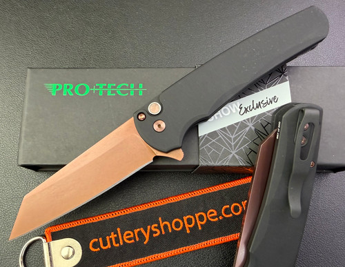 Pro-Tech Malibu Flipper - 3.25" Copper Rose PVD Finish Reverse Tanto CPM-MagnaCut Blade - Black Anodized Aluminum Handle - BLADE SHOW ATLANTA #68 of 200