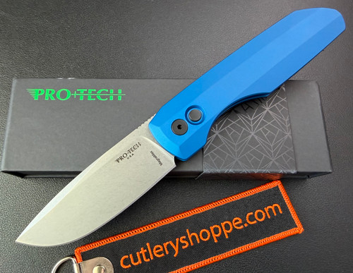 Pro-Tech Vero Synapse AUTOMATIC - 3.5" Stonewash Finish MagnaMax Blade - Blue Anodized Aluminum Handle - VERO2101-BLUE-MM