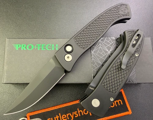 Pro-Tech Brend Classic Automatic  - 3.125" Black DLC Finish MagnaCut Blade - Black Anodized Diamond Textured Aluminum Handle - WB1106