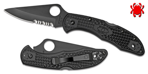 SPYDERCO DELICA 4 COMBO EDGE BLACK BLADE, C11PSBBK, 2.88" BLADE, BLACK FRN HANDLE, CUTLERY SHOPPE
