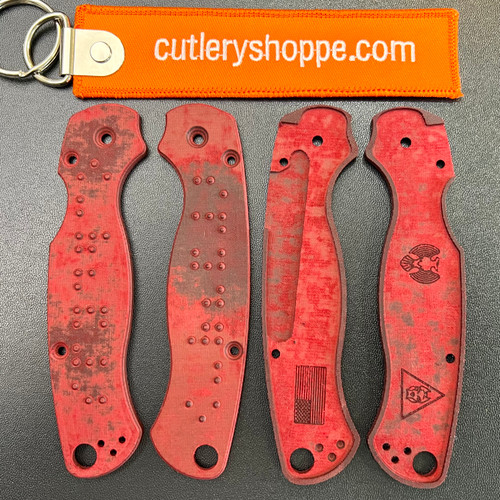 Cerberus Spyderco PM2 Darkside Linen Micarta Braille Pattern