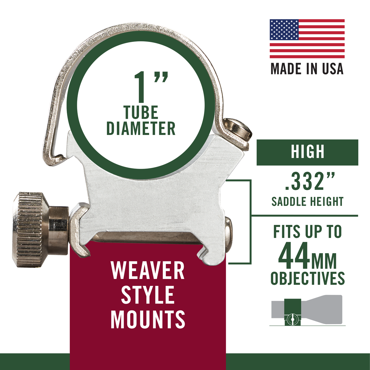 Quick Detachable 1-inch Top Mount Rings with Steel Strap | Weaver