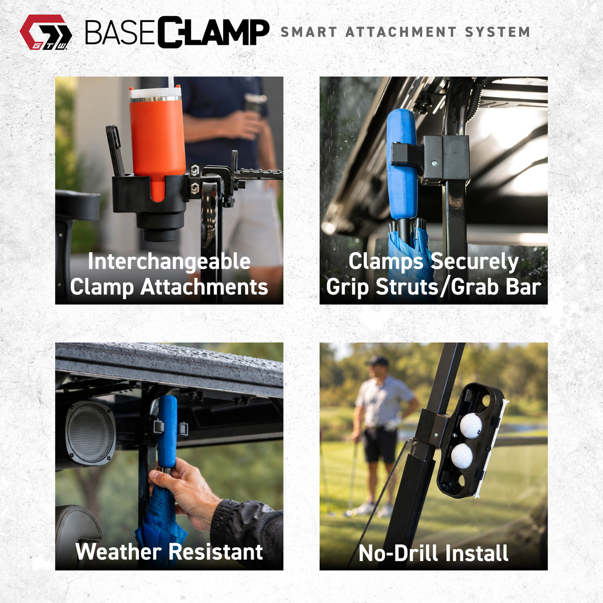 GTW® BaseClamp Mounting Clamp with Ball and Tee Holder (1 Inch)